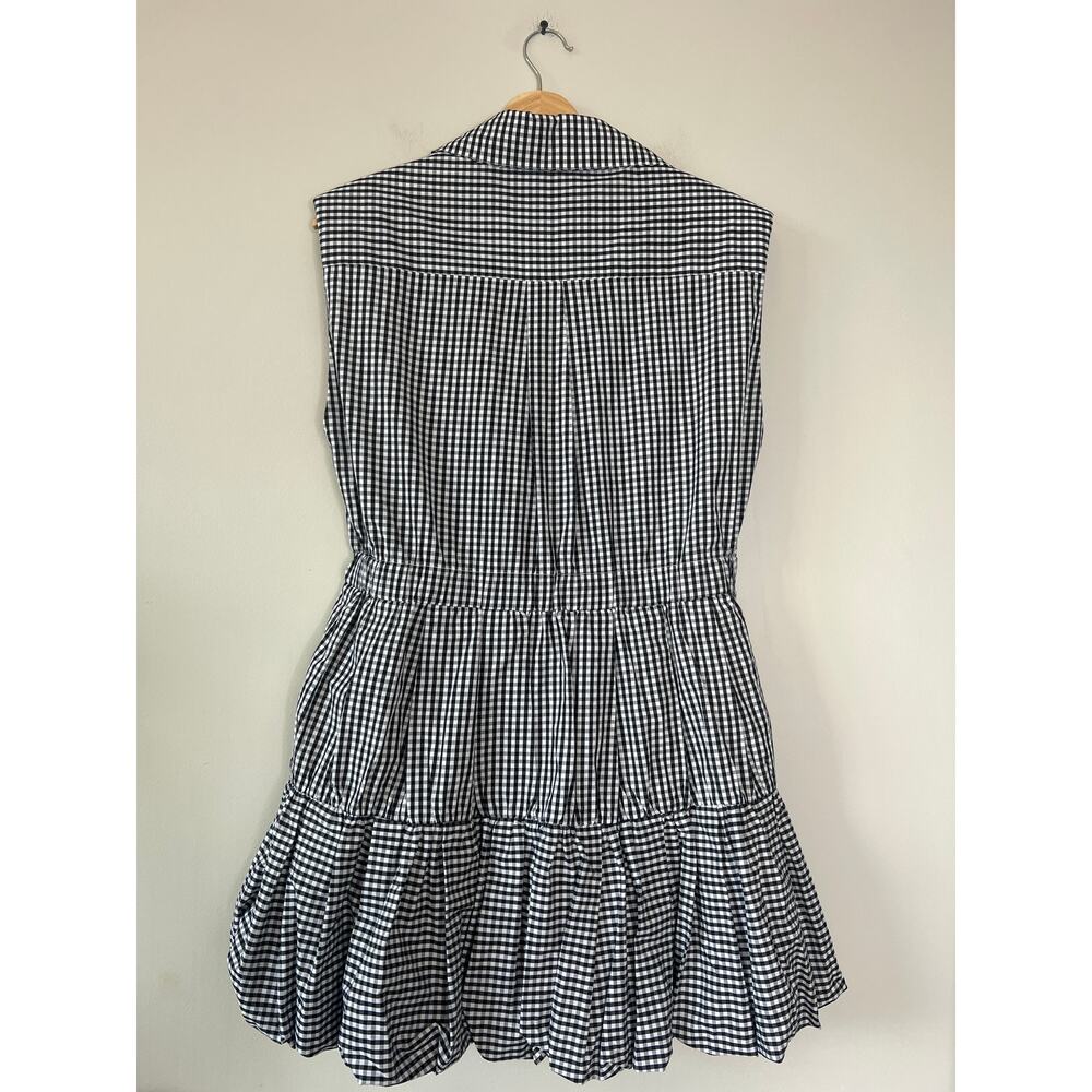 NEW Sea New York Tiered Bubble Hem Sleeveless Gingham Mini Dress Black White - Picture 6 of 7